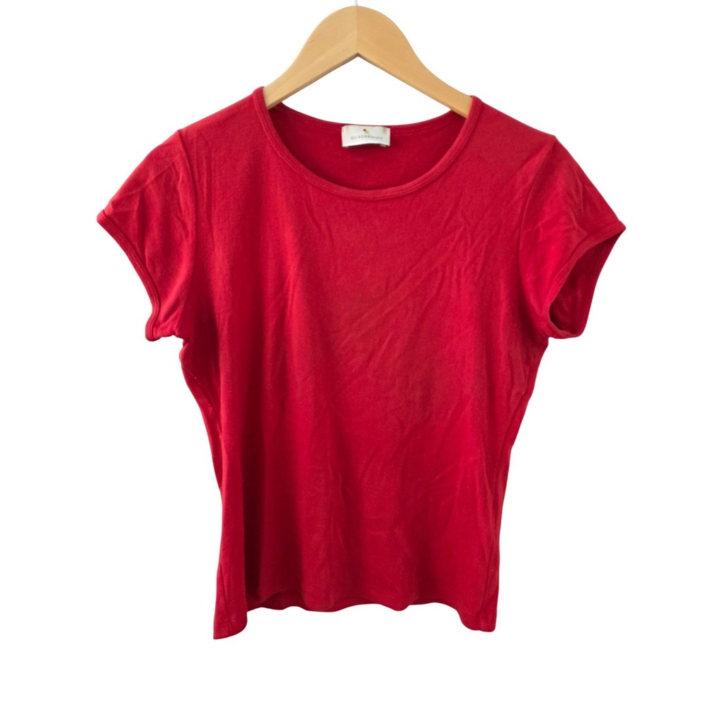 Gil Rodriguez T-Shirt Women Large Red Cotton Short Sleeve Crew Neck Casual Basic